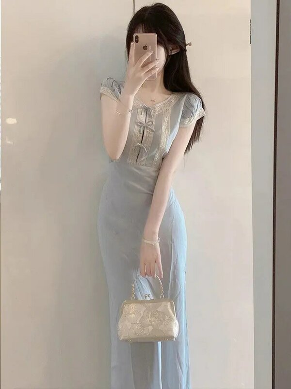 New Chinese Style Qipao women's Graceful Spring Summer Slim Sexy Cheongsam Dress Casual Daily Qipao Dress Improved Qipao