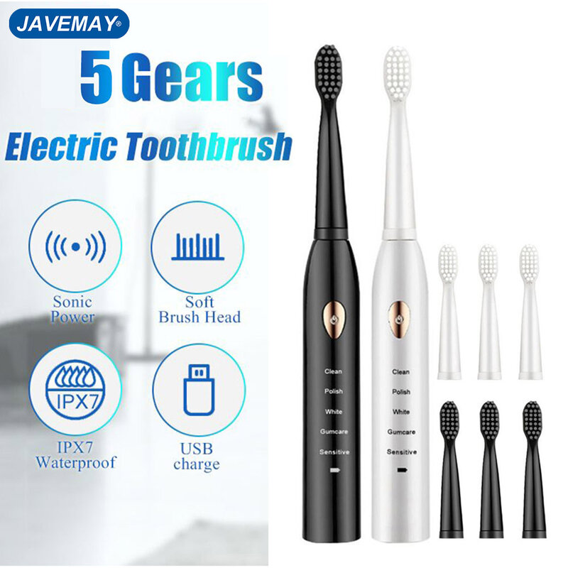 Sonic escova de dentes elétrica para casal houseehold branqueamento ipx7 à prova dwaterproof água ultra sônico temporizador automático escova de dentes j209