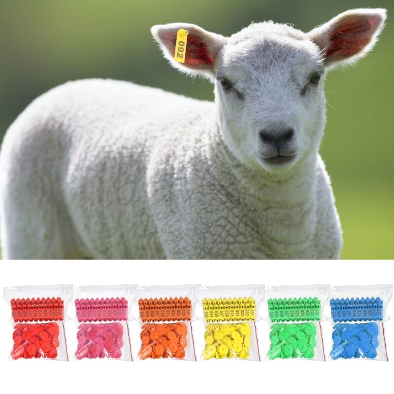 100 PCS Livestock Label Pig Sheep Rabbit Cattle Ear Tags with Number Typing