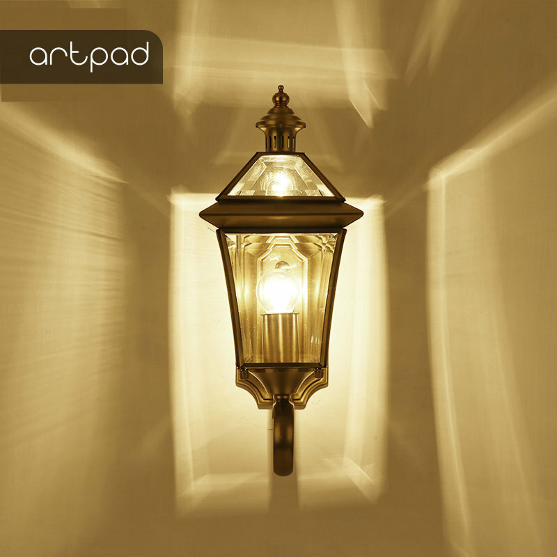 Artpad-LEDウォールライト,防水,北欧銅,屋外装飾ライト,庭,バルコニー,温室に最適
