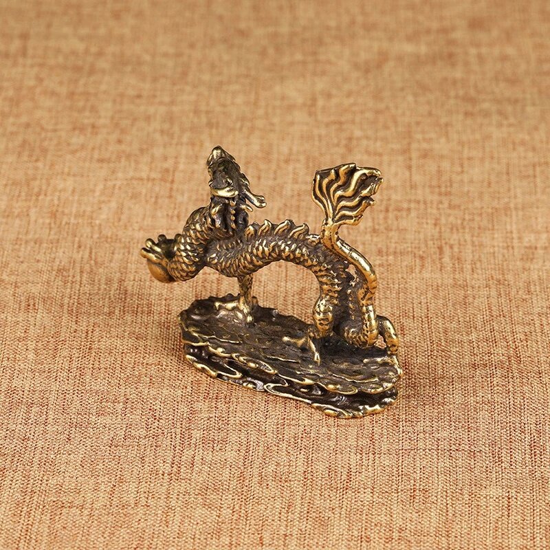 Statue de dragon de bête chinoise, figurine en bronze, ornements en cuivre antique, animal mythique l'inventaire, décoration de la maison, collection d'artisanat