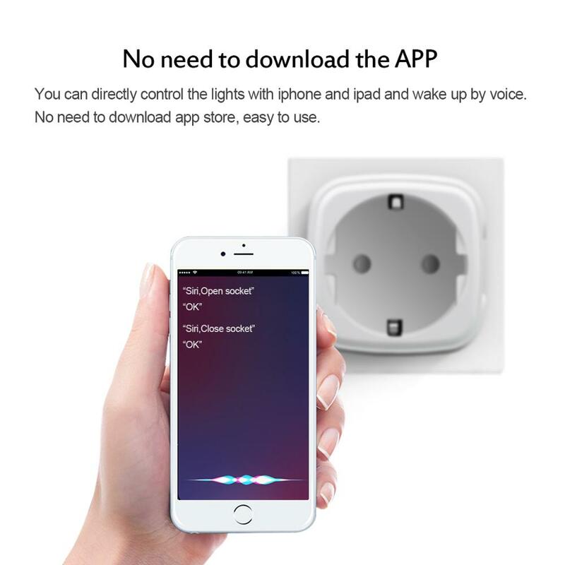 Enchufe inteligente con Wifi para el hogar, dispositivo de Control de lámpara con voz Siri, enchufe inalámbrico de 90-265V, enchufe de la UE, Apple Homekit
