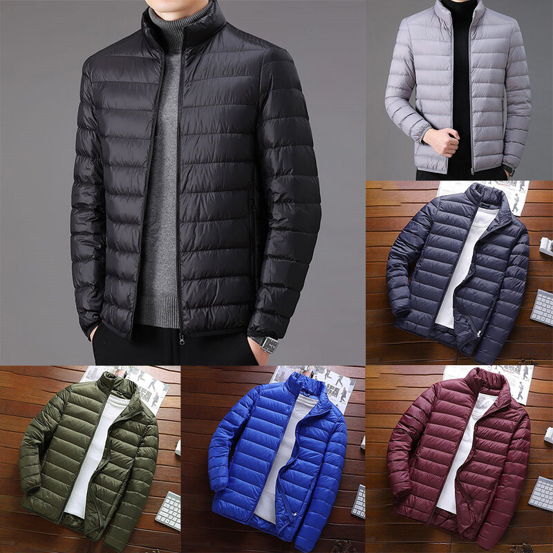 Comfy Fashion Leisure Mens Coat Down Thicken Tops Warm Windproof Winter Autumn Zip Coats Down Lightweight Male