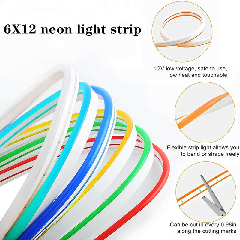 Jeu de bandes lumineuses LED en Silicone, néon Flexible, basse tension 12V, 6x12 forme, bande lumineuse linéaire intégrée, 2835