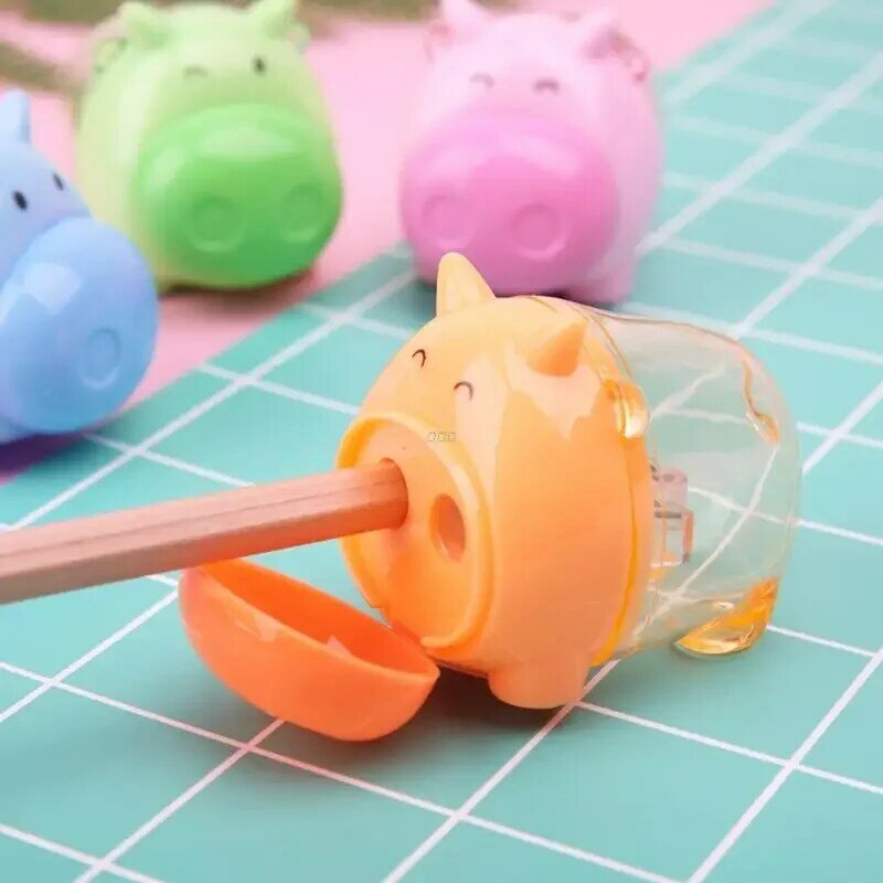 Mini afilador de lápices de cerdo de dibujos animados para niños, hoja de acero de alta calidad, afilada y eficiente, regalo de papelería para estudiantes de escuela