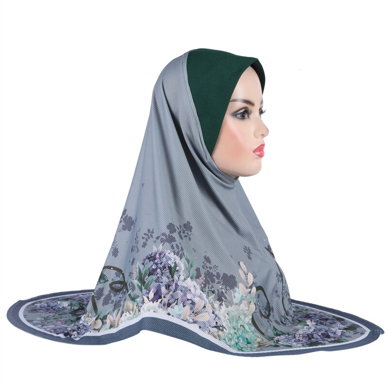 20pcs/set Muslim Women Print Instant Hijab Turban Amira Full Cover Prayer Hat Islamic Shawls Headwrap Head Scarf Ramadan Stoles