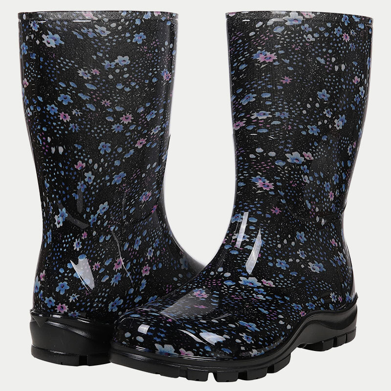Bebealy-Bottes de pluie coordonnantes imperméables pour femmes, chaussures de jardin souples, bottes en caoutchouc décontractées, travail en plein air, été
