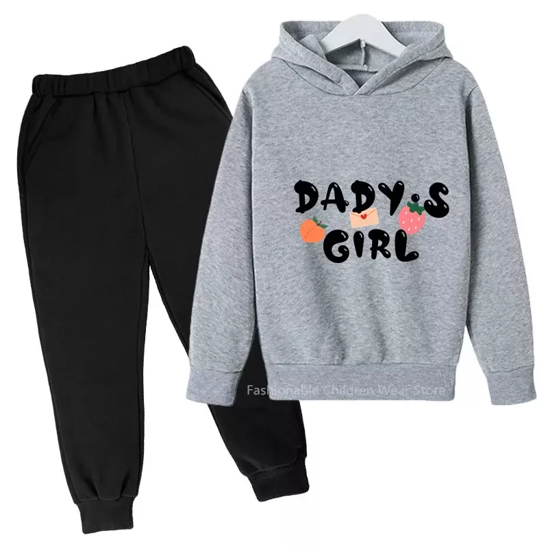 Stylish English Letter Design Hoodie and Pants for Children - Fun & Casual for Boys & Girls' Spring & Autumn Outfits