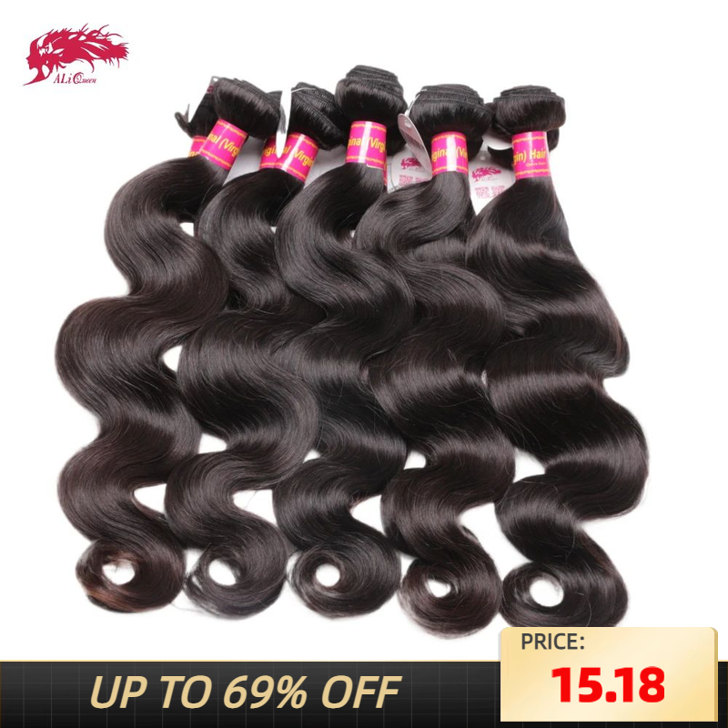 Ali Queen 10A Unprosseded Raw Virgin Hair Bundles 1Pcs Whosales Price 38 40 Inch Brazilian Body Wave Human Hair Weave