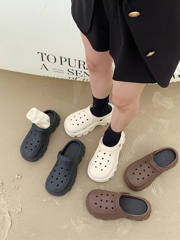 Zapatillas de suela gruesa para hombre y mujer, sandalias de jardín de verano, zapatos de exterior, suelas gruesas, zapatos de playa deportivos a la moda