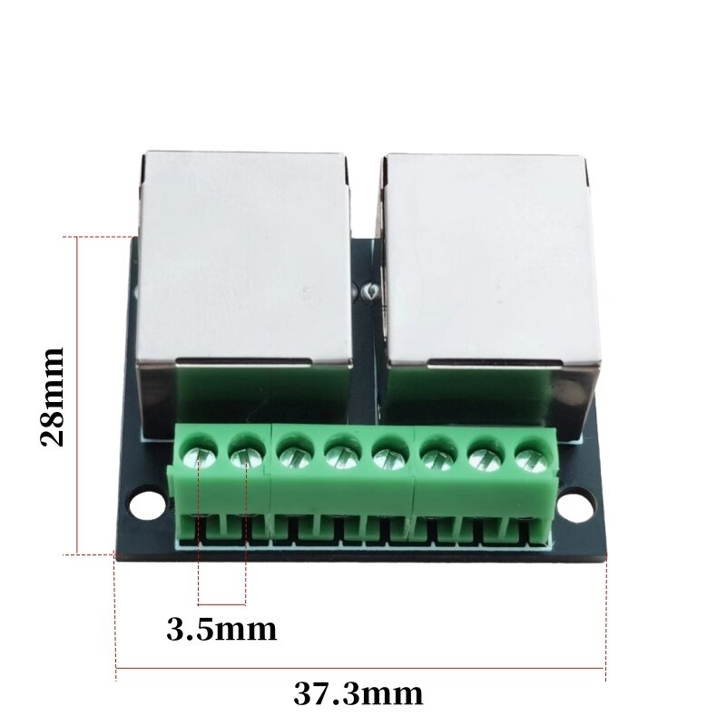 RJ45 Double female adapter board The RJ45 network adapter board turns the 3.5-pitch terminal to the 8P network adapter
