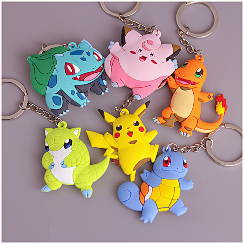 LLavero de silicona de aleación de Pokémon, Marowak, Abra, Gengar, Ponyta, Porygon, accesorios para bolso colgante, regalos de cumpleaños