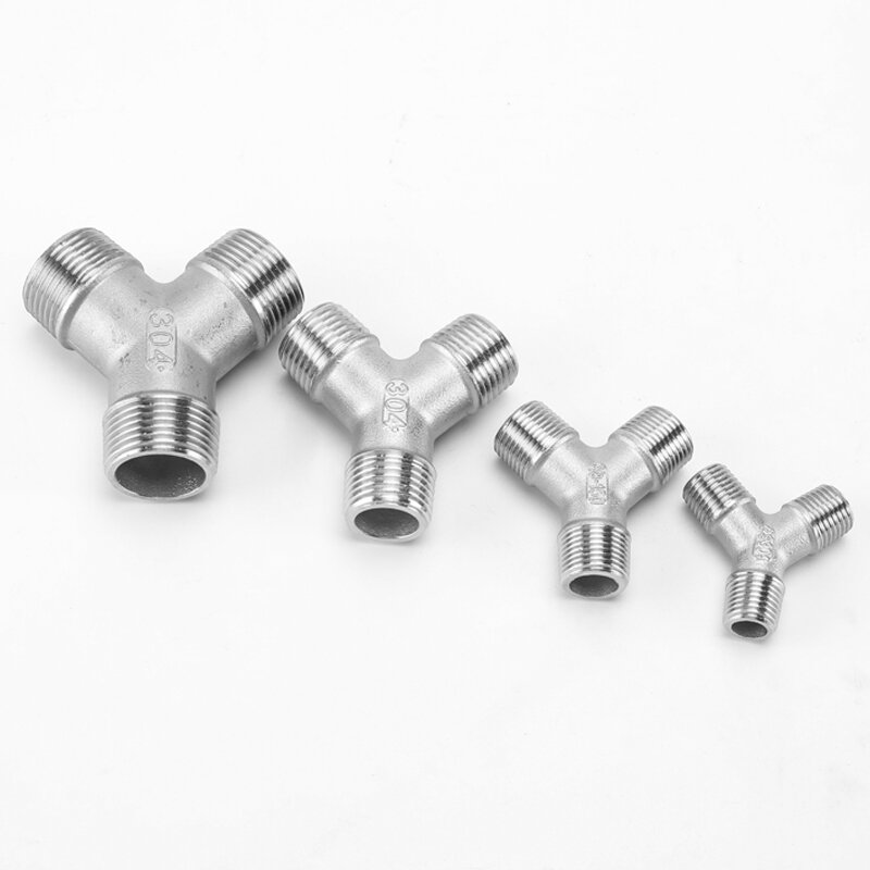 304 Stainless Steel Male Thread Y-type Tee Fittings Water Distributor Male Thread Water Pipe Joint Accessories