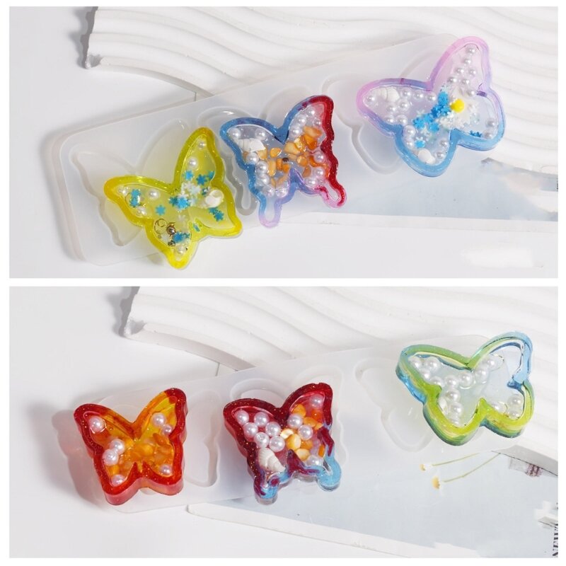 DIY Butterfly Shape Quicksand Pendant Crystal Silicone Mold Keychain Jewelry Ornament Epoxy Shaker Fillings Resin Charm Mould
