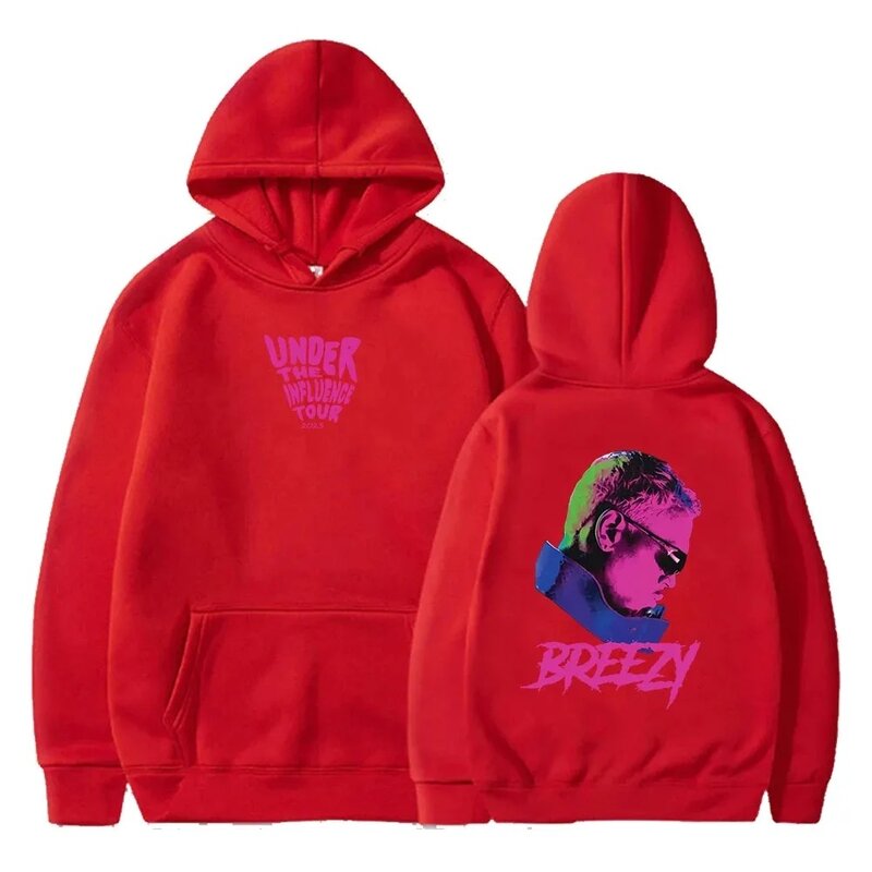Chris Brown Merch Under The Influence Tour Breezy Album Sweat-shirt à manches longues pour hommes et femmes, Vêtements hip-hop