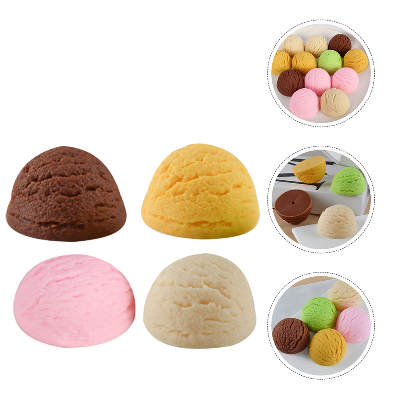 Bolas de helado de simulación de 4 piezas, accesorio para fotografía, modelo de helado falso
