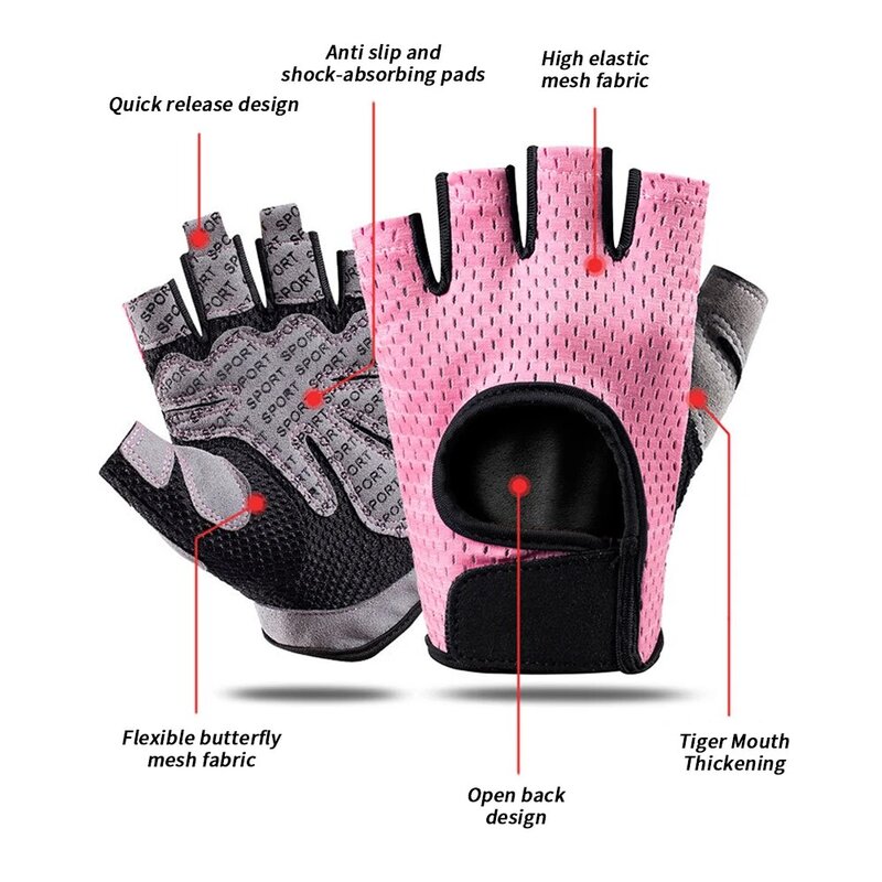 Summer Thin Fitness Half Finger Gloves for Men and Women Breathable Exercise Weight Lifting Pull-up Anti Cocooning