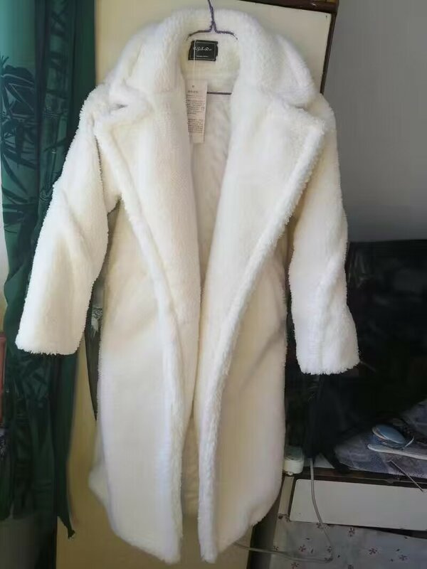 Chaqueta de oso de peluche de lana de cordero sintética para mujer, abrigo grueso y cálido de gran tamaño, abrigo grueso de invierno