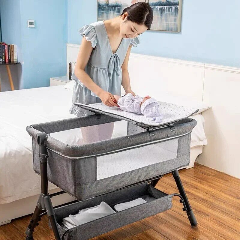 Multifuncional Splicing Baby Bed, cama lateral grande, berço dobrável, móveis, nova geração
