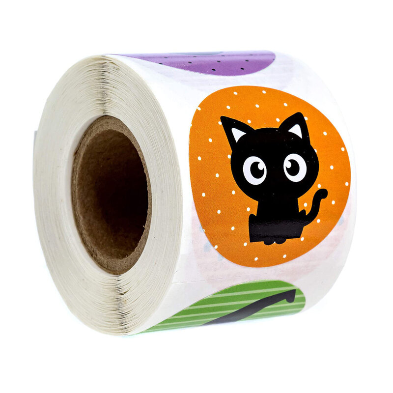 Auto-adesivo Halloween Candy Bags Adesivos, Rodada Doce Adesivos, Selo Pacote De Papel, Embalagem De Presente, Artesanato De Selagem, 50-500Pcs