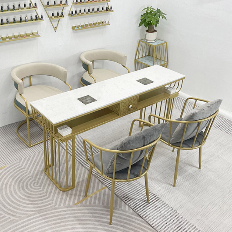 Luxury Design Nail Desk Dust Collector Professionals Organizer Nail Table Manicure Modern Stolik Do Paznokci Salon Furniture