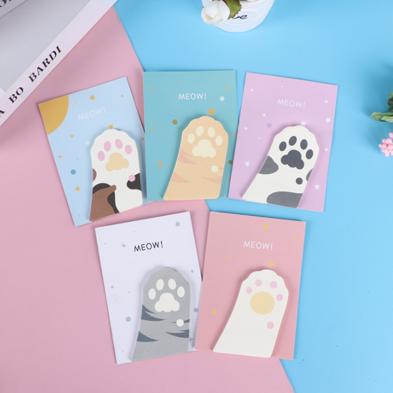 Kawaii Cat Claw Plan Sticker Paper Memo Pad, Adhesivas Classification Sticky Notes, School Office Supplies, Staacquering Page Flags