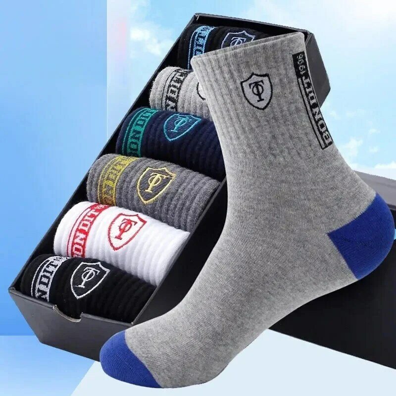 5 Pairs Apring And Fall Mens Sports Socks Summer Leisure Sweat Absorbent Comfortable Thin  Breathable Basketball Meias EU 38-43