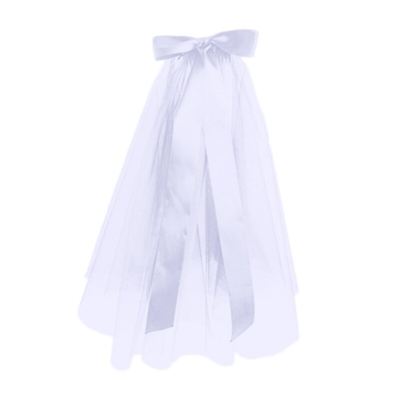 Wedding Tulle White Beige Black Bridal Veils Ribbon Edge Elegant Women Bridal Accessories Short Women Veil with Bowknot Decor