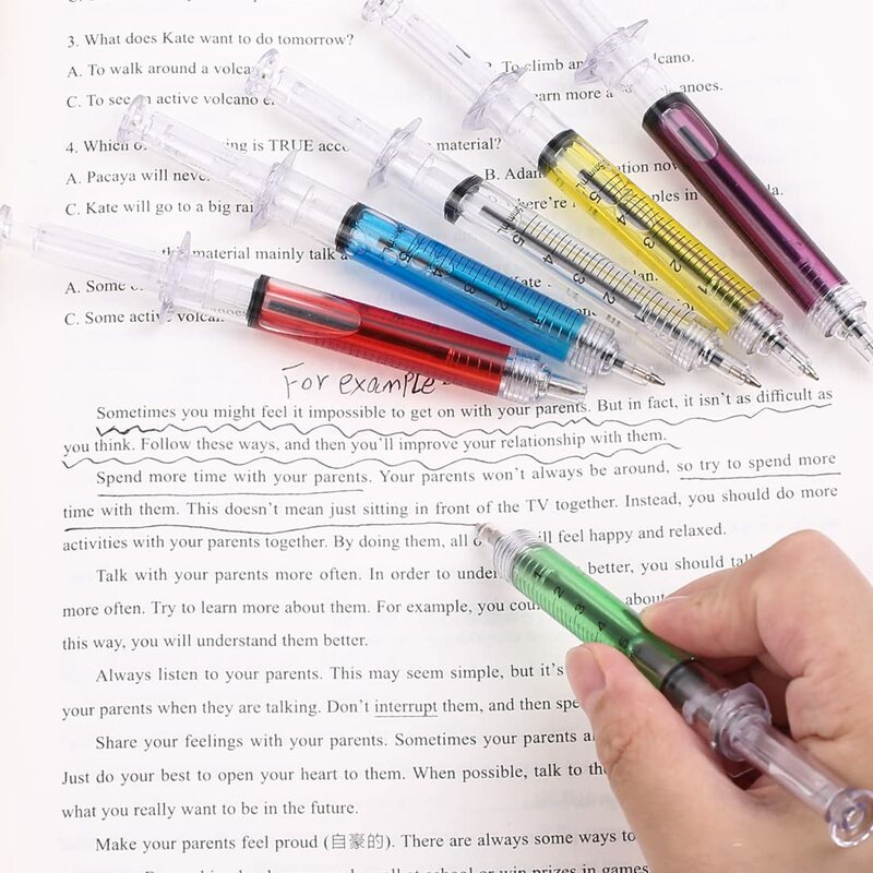 60pcs Syringe Ballpoint Pens Student Ball Point Pen School Office Supplies Learning Stationery Wholesale