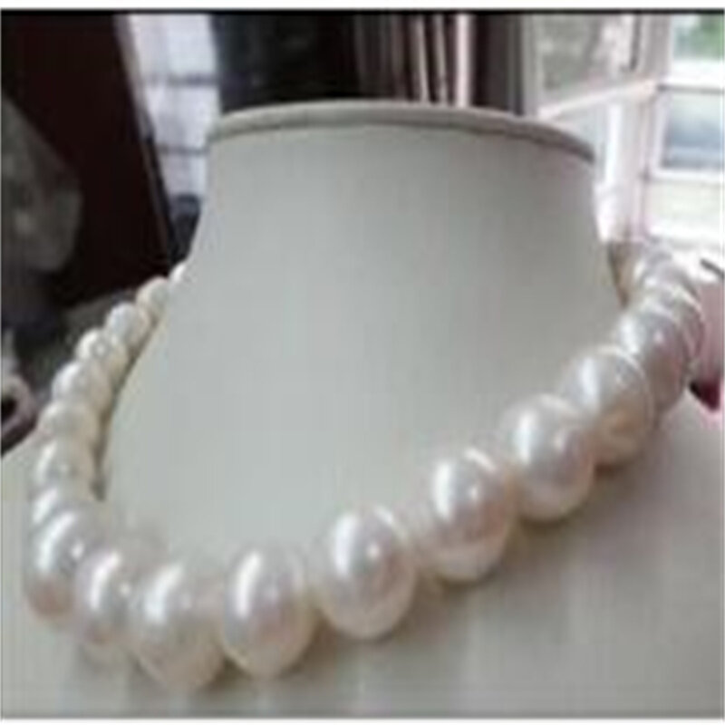 HUGE 18"12-15MM NATURAL AUSTRALIAN SOUTH SEA GENUINE WHITE NUCLEAR PEARL NECKLACE Free Shipping