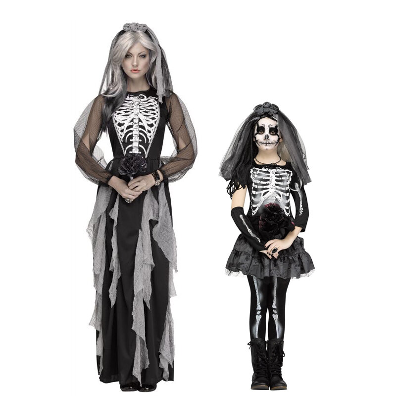 Costumes de la Mariée Squelette pour Femme, Accessoires de Costume d'Halloween, Cadavre, Modules Effrayants