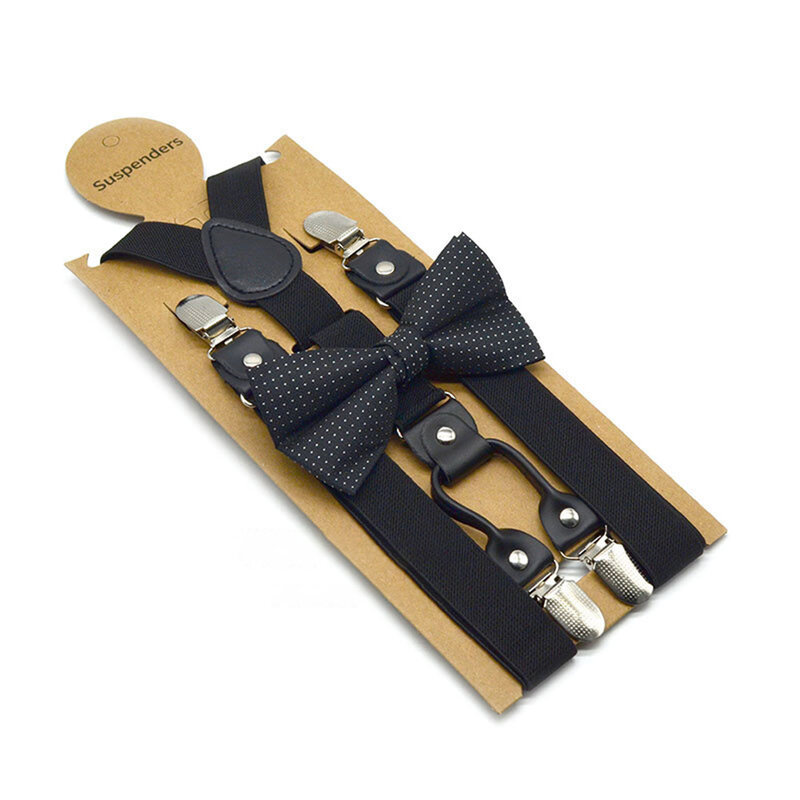 Solid Color Bowknot Elastic Leather Suspenders Braces Men Women Adjustable Straps For Wedding Suit Skirt Accessories Gift