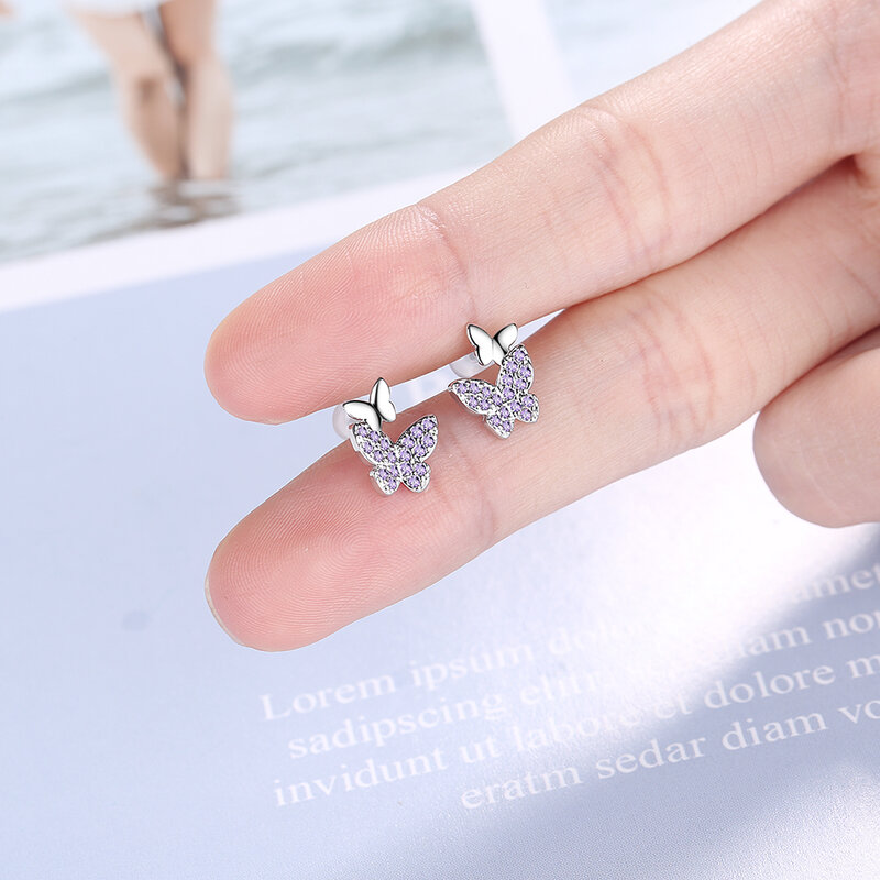NEHZY Silver plating New Woman Fashion Jewelry High Quality Simple Cubic Zirconia Color Butterfly Golden Silver Earrings