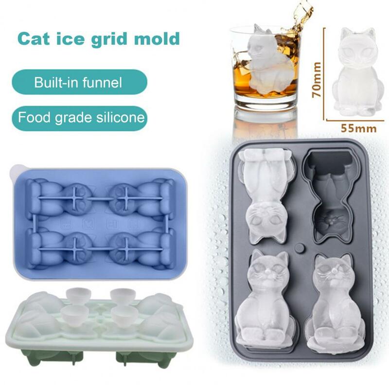 Ensemble de cubes de glace en silicone à fusion lente pour cocktails au whisky, forme de chat, réutilisable, écologique, cadeaux Kitty pour bourbon