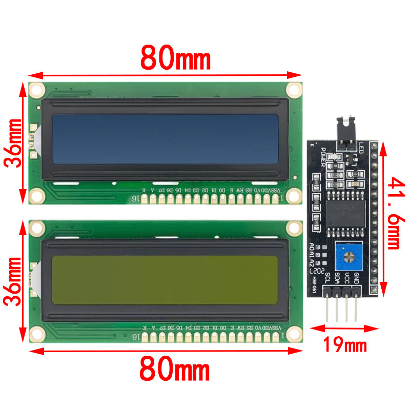 1 ชิ้น/ล็อต LCD โมดูลหน้าจอสีเขียว IIC/I2C 1602 สำหรับ Arduino 1602 LCD UNO R3 MEGA2560 LCD1602