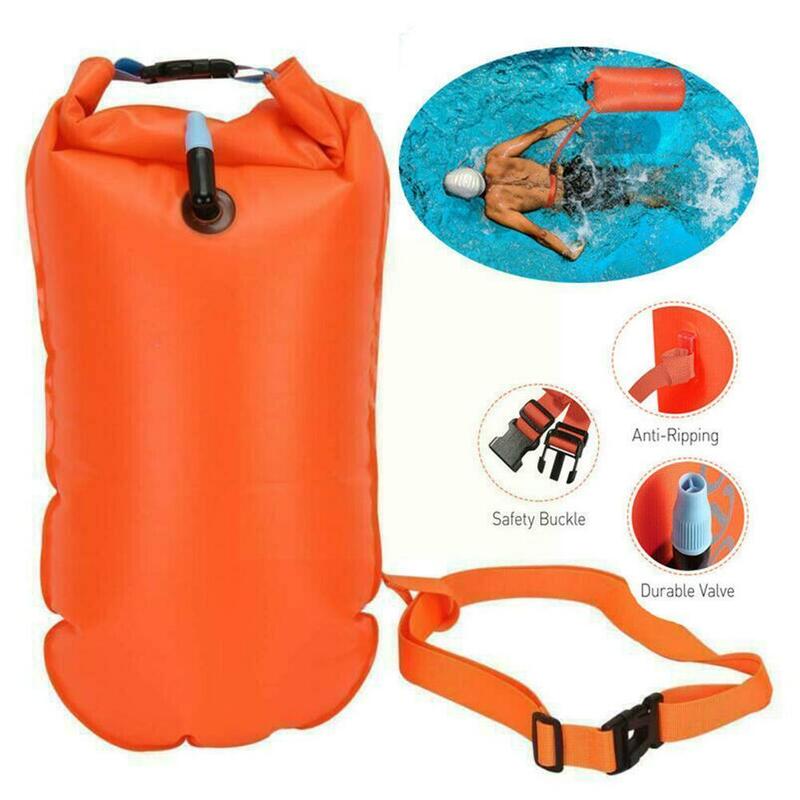 Bóia de natação aberta inflável, Saco seco do flutuador do reboque, Air Bag duplo com cinto, Armazenamento de esporte aquático, Segurança A4H4, 1Pc