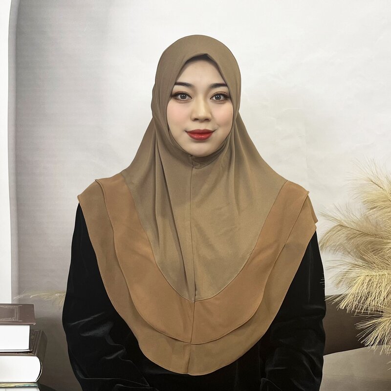 Malezyjskie nakrycia głowy Turban Ramadan dla kobiet muzułmański natychmiastowy hidżab jednoczęściowy opaska Amira szal Khimar Femme
