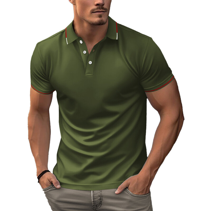 Top da uomo top camicia da ufficio manica corta T-Shirt Slim Fit T-Shirt Tee top camicetta bottoni da lavoro Casual per uomo