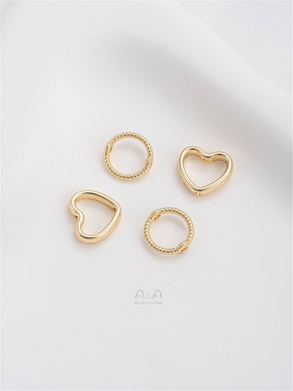Set di perline intrecciate in oro 14K con anello di perline a forma di cuore fatto a mano braccialetto fai da te gioielli accessori per la separazione delle perline K031