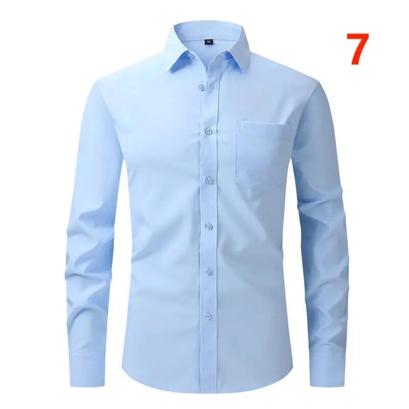 Camisa elástica de manga comprida masculina, tops casuais para negócios, JHCY111, novo