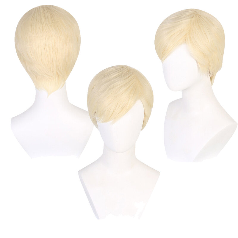 Ken Yellow Wig Cosplay Men Adult Heat Resistant Synthetic Hair Outfits Halloween Carnival Party Suit Accessories Props