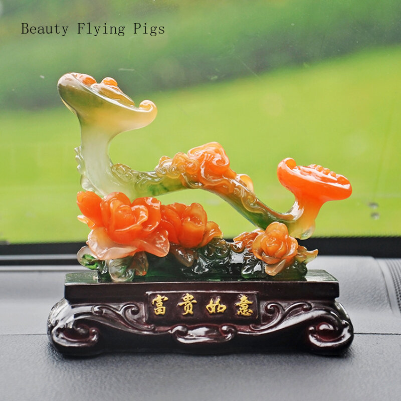 Jade Ruyi Resina Treasure Decoração, Acessórios para Interiores Automotivos, Artesanato Home, Feng Shui Ornamentos, 1 Pc