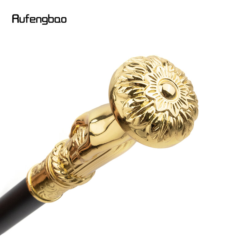 Golden Hand Hold Flower Single Joint Walking Stick Decorative Cospaly Fashionable Walking Cane Halloween Crosier 93cm