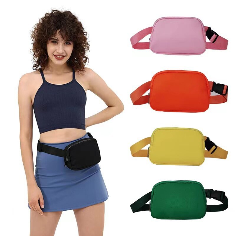 女性用ジッパー付きモノクロウエストバッグ,防水アウトドアスポーツとランニングバッグ,新しいコレクション