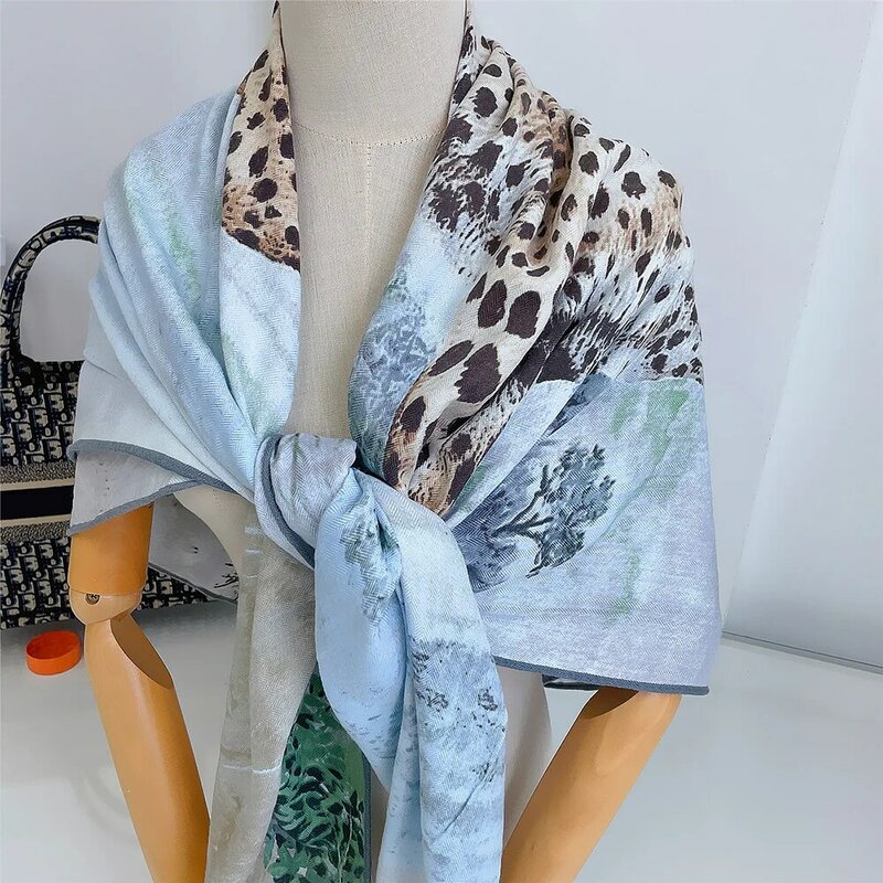 Designer Scarf Women Luxury Silk Cashmere Hand Rolled Shawl Warm Soft Winter Large Accessories Valentine's Day