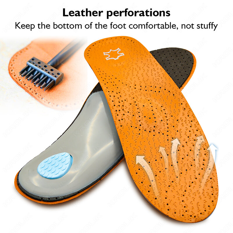 VTHRA Leather Orthotic Flat Feet Arch Support Orthopedic Insole for Shoe Sole Insole for Feet Men Women O/X Leg Corrected Unisex