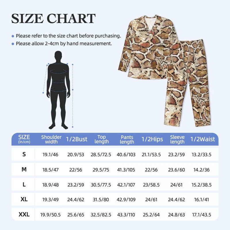 Pajamas Men Abstract Print Home Nightwear Snake Skin 2 Pieces Casual Pajama Sets Long-Sleeve Trendy Oversize Home Suit