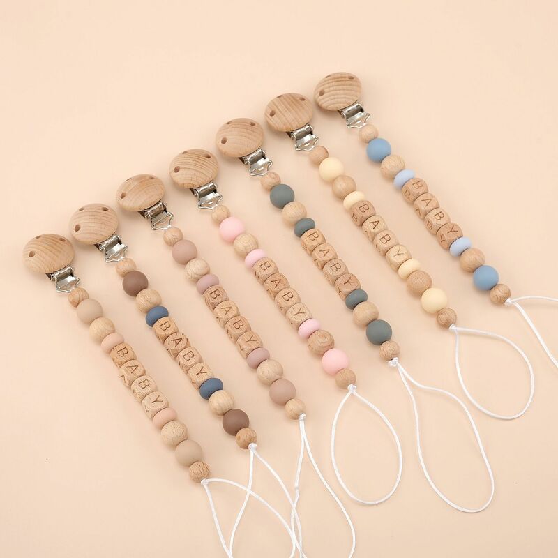 Baby Pacifier Clips Personalized Name BPA Free Morandi Color Dummy Nipple Holder Clip Chain Teething Toys Pacifiers Accessories