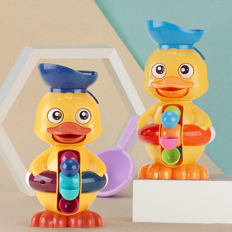 Shower Bath Toys For Kids Cute Yellow Duck Waterwheel Toys Kids Bathing Play Water Spray Game Animal Spray Water Scoop Bath Toys