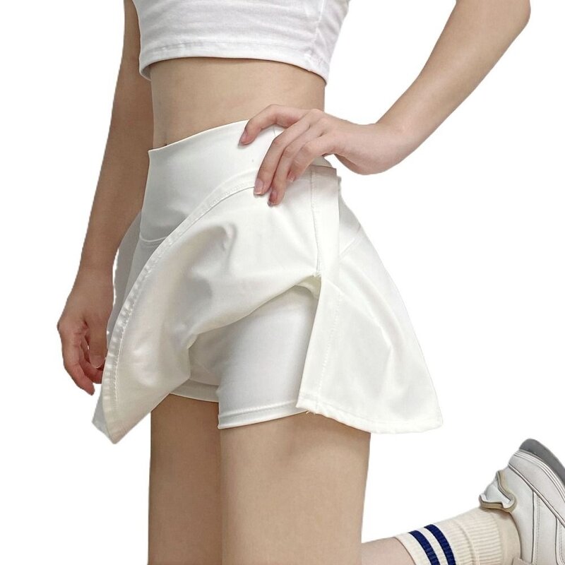 Falda de Yoga con abertura 2 en 1 para mujer, pantalones cortos de cintura alta con forro elástico de seguridad, ropa deportiva para gimnasio, falda adelgazante de verano